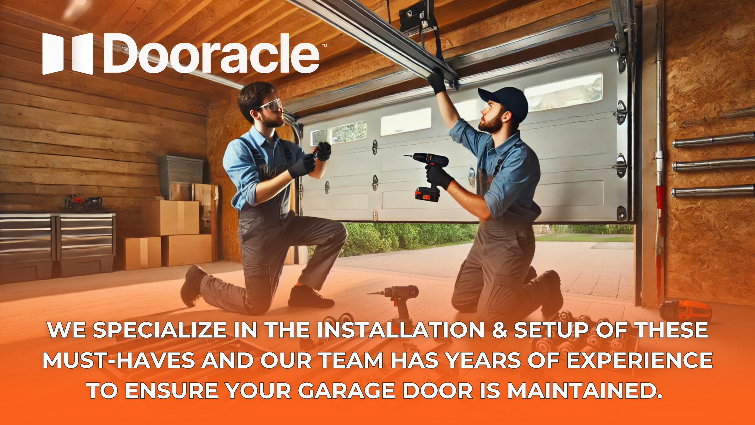 Garage technicians installing and maintaining accessories